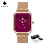 Fashion Women Watches 2021 WWOOR White Leather Minimalist Rectangle Ladies Quartz Dress Wristwatch Relogio Feminino Montre Femme