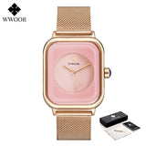 Fashion Women Watches 2021 WWOOR White Leather Minimalist Rectangle Ladies Quartz Dress Wristwatch Relogio Feminino Montre Femme