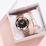 Luxury Women's Watches Fashion Elegant Magnet Buckle Rose Gold Ladies Wristwatch Starry Sky Diamond Gift Quartz Relogio Mujer