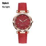 Women quartz Watches Rhinestone Romantic Starry Sky Luminous Wrist Watch Girls Leather electronic Dial Watch Clock with Battery