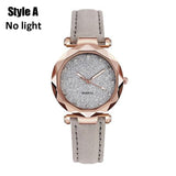 Women quartz Watches Rhinestone Romantic Starry Sky Luminous Wrist Watch Girls Leather electronic Dial Watch Clock with Battery