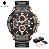 WWOOR 2021 New Men Watches Top Brand Luxury Gold Stainless Steel Quartz Watch Men Waterproof Sport Chronograph Relogio Masculino