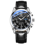 OLEVS Elite Mens Quartz Watches Business Dress Waterproof Wristwatch Men Luxury Breathable Leather Sports watch men Gifts