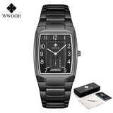 WWOOR 2021 New Square Watch Men with Automatic Week Date Luxury Stainless Steel Gold Mens Quartz Wrist Watches Relogio Masculino