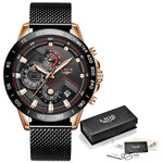 LIGE 2021 New Fashion Mens Watches with Stainless Steel Top Brand Luxury Sports Chronograph Quartz Watch Men Relogio Masculino