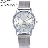 Dropshipping Women Silver & Gold Mesh Love Heart Dial Wristwatches Fashion Casual Women's Steel Quartz Watches Relogio Feminino