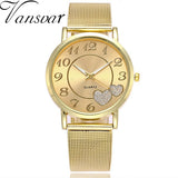 Dropshipping Women Silver & Gold Mesh Love Heart Dial Wristwatches Fashion Casual Women's Steel Quartz Watches Relogio Feminino