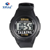 XINJIA New Talking Watch For Blind Men Women Casual Sport Digital Elderly Visially Impaired  Italian Arabic Russian Korean Time