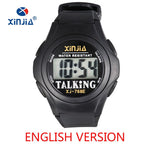 XINJIA New Talking Watch For Blind Men Women Casual Sport Digital Elderly Visially Impaired  Italian Arabic Russian Korean Time