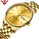 NIBOSI Mens Watches Top Brand Luxury Business Quartz Gold Watch Men Full Steel Fashion Waterproof Sport Clock Relogio Masculino