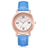 New ladies watch Rhinestone Leather Bracelet Wristwatch Women Fashion Watches Ladies Alloy Analog Quartz relojes @F