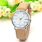 Ladies Watch Fashion Math Function Pattern Leather Band Alloy Analog Quartz Vogue Watches Wrist Watches For Women Reloj Mujer @F