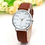 Ladies Watch Fashion Math Function Pattern Leather Band Alloy Analog Quartz Vogue Watches Wrist Watches For Women Reloj Mujer @F