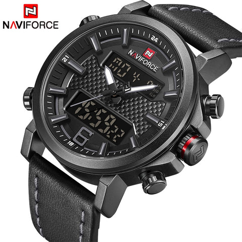 2019 NAVIFORCE New Men's Fashion Sport Watch Men Leather Waterproof Quartz Watches Male Date LED Analog Clock Relogio Masculino