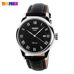 SKMEI Men Quartz Watches luxury Men's Watch  Real Leather Strap Business Male Clock Wristwatches Man Relogios Masculino 9058