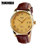 SKMEI Men Quartz Watches luxury Men's Watch  Real Leather Strap Business Male Clock Wristwatches Man Relogios Masculino 9058