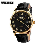 SKMEI Men Quartz Watches luxury Men's Watch  Real Leather Strap Business Male Clock Wristwatches Man Relogios Masculino 9058