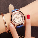 Women's Watch Luxury Roman Numeral Fashion Dress Watches Woman 2018 Leather Quartz Rhinestone Ladies Wristwatch Montres Femme