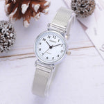 Simple silver watches women blue stainless steel mesh strap fashion casual wild quartz bracelet watch relogio feminino &Ff