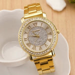 2019 New Famous Brand  Gold Arenaceous Rhinestone Casual Quartz Watch Women Full Steel Watches Luxury Watches Relogio Feminino