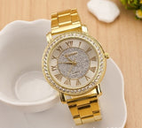 2019 New Famous Brand  Gold Arenaceous Rhinestone Casual Quartz Watch Women Full Steel Watches Luxury Watches Relogio Feminino