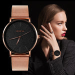 GENEVA Ultra-thin Women's Watch Business Watch Women Luxury Saat Rose Gold Mesh Stainless Steel Women's Watches Female Clock