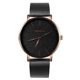 GENEVA Ultra-thin Women's Watch Business Watch Women Luxury Saat Rose Gold Mesh Stainless Steel Women's Watches Female Clock