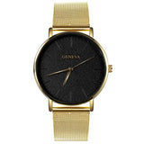 GENEVA Ultra-thin Women's Watch Business Watch Women Luxury Saat Rose Gold Mesh Stainless Steel Women's Watches Female Clock