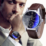 Luxury Brand Design Glass Casual Watch Pu Leather Men Watch 2017 Quartz Watch Fashion Male Wrist Watches relogio masculino