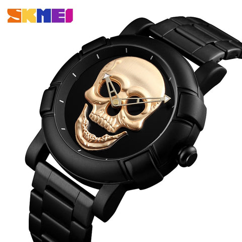 SKMEI Skull Quartz Men's Watch Men Creativity Watches Stainless Steel Male Water Resistant Wristwatch Relogio Masculino 9178