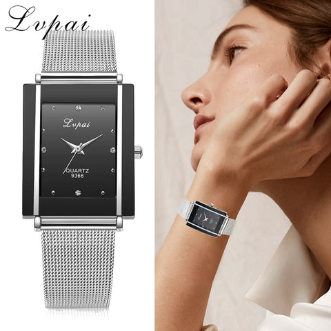 Women Bracelet Watch Silver Square Luxury Crystal Alloy WristWatches Lvpai Brand Women Fashion Men Watch Quartz Dropshiping