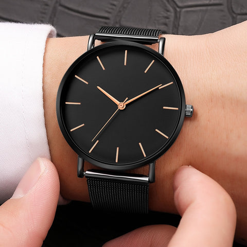 Montre Femme Modern Women's Watch Black Quartz Watch Women Mesh Stainless Steel Bracelet Casual Wrist Watch for Woman reloj muje