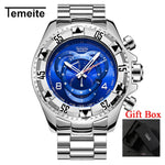 Dropshipping Temeite Men's watches Luxury Gold Watch Men Big Dial Quartz Watch Business Wristwatch Waterproof Relogio Masculino