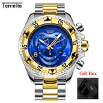 Dropshipping Temeite Men's watches Luxury Gold Watch Men Big Dial Quartz Watch Business Wristwatch Waterproof Relogio Masculino