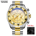 Dropshipping Temeite Men's watches Luxury Gold Watch Men Big Dial Quartz Watch Business Wristwatch Waterproof Relogio Masculino