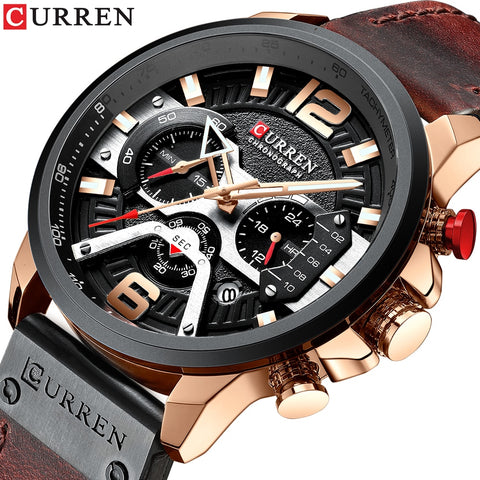 CURREN Quartz Men Watches Leather Auto Date Day Wristwatches Fashion Casual Calendar Brand Man Watch Relogio Masculino 8329