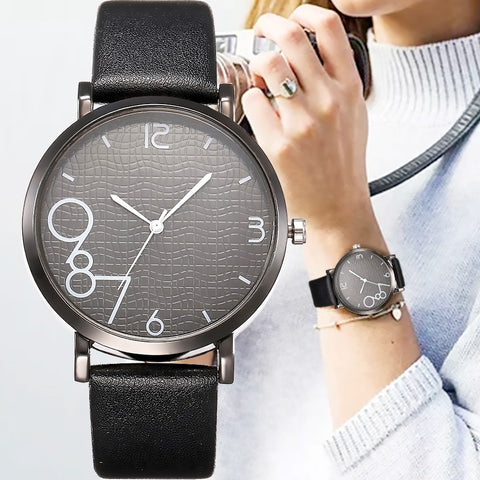 New Style Fashion Women's Luxury Leather Band Analog Quartz WristWatch Golden Ladies Watch Women Dress Reloj Mujer Black Clock