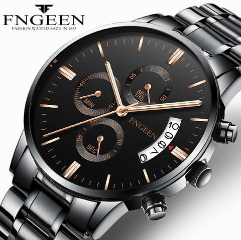 FNGEEN 2019 Quartz Watch Men Business Waterproof Auto Date Watch Male erkek kol saati Auto Date Luxury Men's Watch Watches