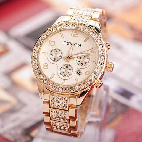 Luxury Women's Watches Rose Gold Watches Women Fashion Rhinestone Full Steel Ladies Metal Watch relogio feminino horloge dames