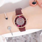 Ladies Casual Watch 2019 Women Pink Leather Strap Quartz Wristwatches Luxury Brand Women's Crystal Fashion Bracelet Clock Gift