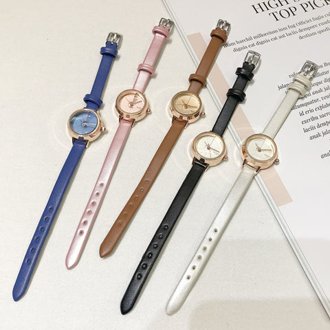 Retro minimalism ladies wrist watches small and exquisite women quartz watch simple woman dress watch with leather band